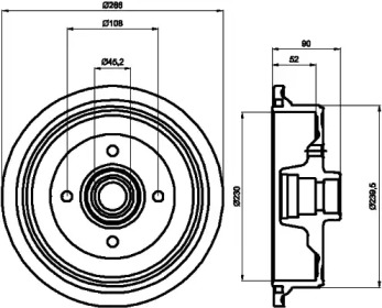 Тормозный барабан HELLA 8DT 355 301-681