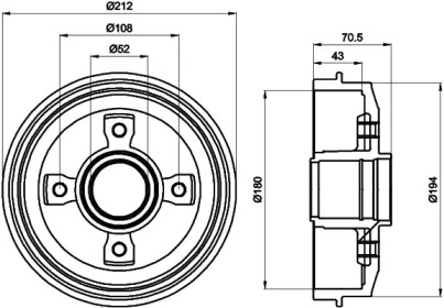 Тормозный барабан HELLA 8DT 355 301-211