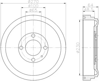 Тормозный барабан HELLA 8DT 355 301-691