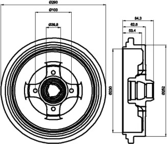 Тормозный барабан HELLA 8DT 355 301-711