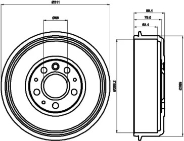 Тормозный барабан HELLA 8DT 355 301-721