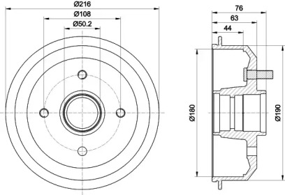 Тормозный барабан HELLA 8DT 355 300-161