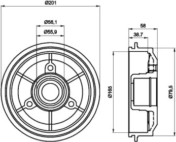 Тормозный барабан HELLA 8DT 355 300-051