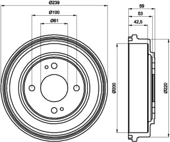 Тормозный барабан HELLA 8DT 355 301-981