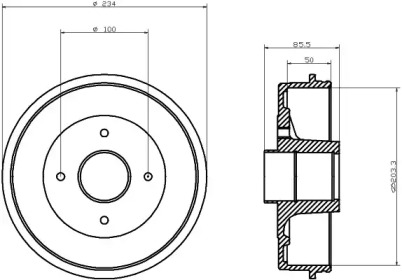 Тормозный барабан HELLA 8DT 355 300-241