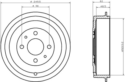 Тормозный барабан HELLA 8DT 355 300-301