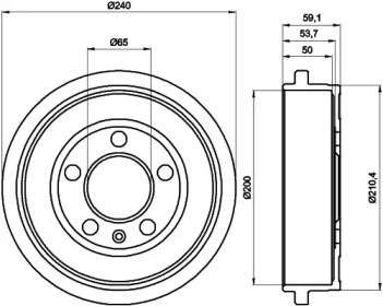 Тормозный барабан HELLA 8DT 355 300-371