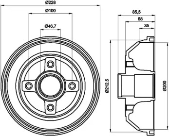 Тормозный барабан HELLA 8DT 355 300-401