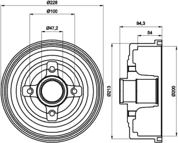 Тормозный барабан HELLA 8DT 355 300-411