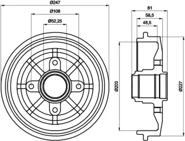 Тормозный барабан HELLA 8DT 355 300-481