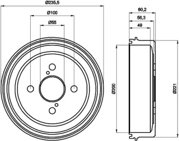 Тормозный барабан HELLA 8DT 355 300-511