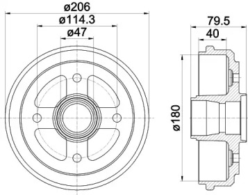 Тормозный барабан HELLA 8DT 355 300-561