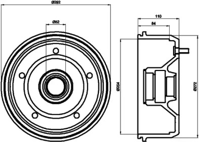 Тормозный барабан HELLA 8DT 355 300-701