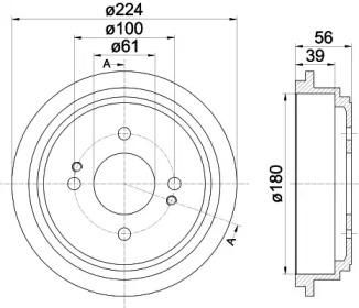 Тормозный барабан HELLA 8DT 355 300-711