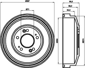 Тормозный барабан HELLA 8DT 355 300-871