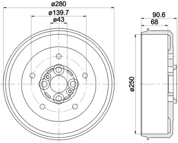 Тормозный барабан HELLA 8DT 355 300-881