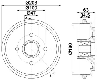 Тормозный барабан HELLA 8DT 355 300-991