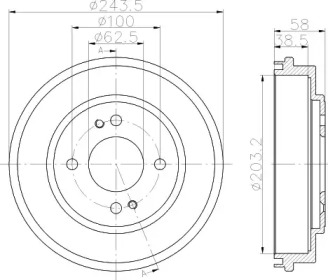 Тормозный барабан HELLA 8DT 355 301-041