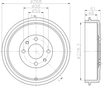 Тормозный барабан HELLA 8DT 355 301-091