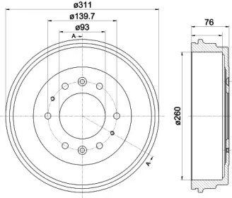 Тормозный барабан HELLA 8DT 355 301-841