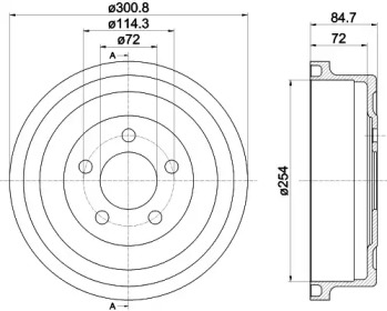 Тормозной барабан HELLA 8DT 355 302-571