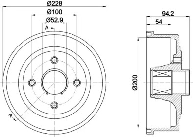 Тормозный барабан HELLA 8DT 355 302-731