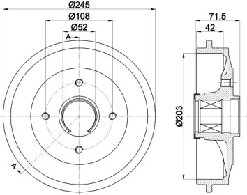 Тормозный барабан HELLA 8DT 355 302-741