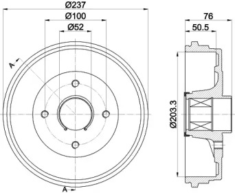 Тормозный барабан HELLA 8DT 355 302-761