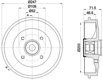 Тормозный барабан HELLA 8DT 355 302-781