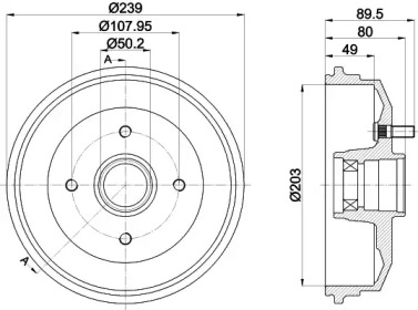 Тормозный барабан HELLA 8DT 355 302-891