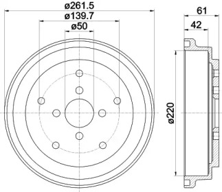 Тормозный барабан HELLA 8DT 355 302-981