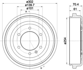 Тормозный барабан HELLA 8DT 355 302-991