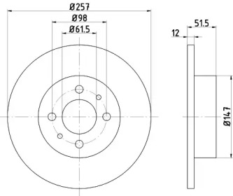 Тормозной диск HELLA 8DD 355 100-691