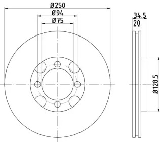 Тормозной диск HELLA 8DD 355 102-001