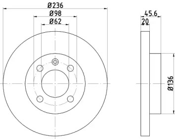 Тормозной диск HELLA 8DD 355 103-571