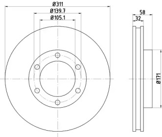 Тормозной диск HELLA 8DD 355 105-211