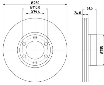 Тормозной диск HELLA 8DD 355 106-611