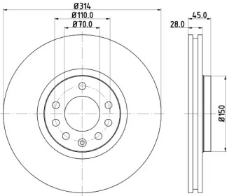 Тормозной диск HELLA 8DD 355 122-562