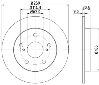 Тормозной диск HELLA 8DD 355 114-301