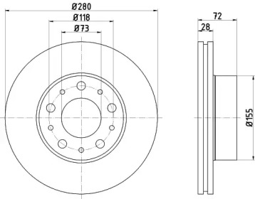 Тормозной диск HELLA 8DD 355 125-421