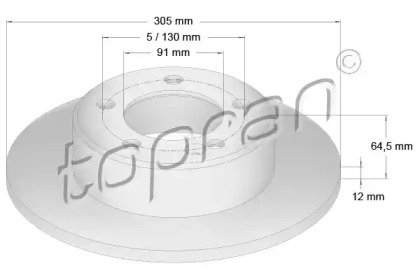 Тормозной диск TOPRAN 208 551