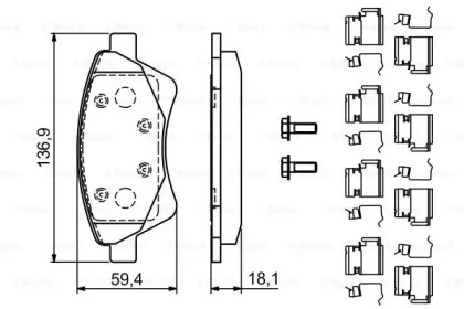 Комплект тормозных колодок BOSCH 0 986 494 725