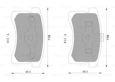 Комплект тормозных колодок, дисковый тормоз BOSCH 0 986 AB1 022