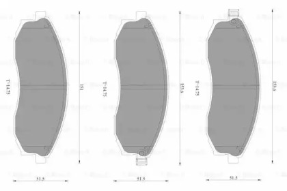 Комплект тормозных колодок, дисковый тормоз BOSCH 0 986 AB3 144