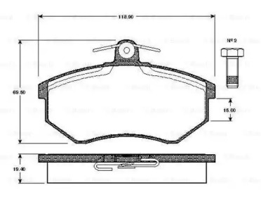 Комплект тормозных колодок BOSCH 0 986 TB2 070