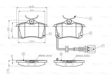 Комплект тормозных колодок BOSCH 0 986 TB2 141