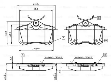 Комплект тормозных колодок BOSCH 0 986 TB3 066