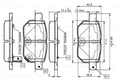 Комплект тормозных колодок BOSCH 0 986 TB3 071