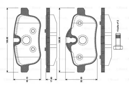 Комплект тормозных колодок, дисковый тормоз BOSCH 0 986 TB3 100