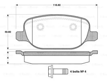 Комплект тормозных колодок BOSCH 0 986 TB3 122